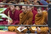 Буддийские монахи во время второго дня учений Его Святейшества Далай-ламы в Манали. Штат Химачал-Прадеш, Индия. 14 августа 2019 г. Фото: Тензин Чойджор (офис ЕСДЛ).