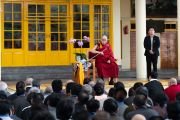Его Святейшество Далай-лама выступает с обращением во время встречи с делегатами 3-го специального генерального собрания ЦТА. Дхарамсала, штат Химачал-Прадеш, Индия. 6 октября 2019 г. Фото: Тензин Чойджор (офис ЕСДЛ).