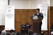Президент Центральной тибетской администрации Лобсанг Сенге обращается к собравшимся во время заключительной сессии Восьмой международной конференции групп поддержки Тибета. Дхарамсала, Индия. 5 ноября 2019 г. Фото: Тензин Пхенде (ЦТА).