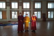 Верховный лама (Шаджин-лама) Калмыкии Тэло Тулку Ринпоче, ректор Буддийского университета «Даши Чойнхорлин» геше (доктор буддийской философии) Дымбрыл и старший администратор Центрального хурула «Золотая обитель Будды Шакьямуни» Йонтен Гелюнг обсудили вопросы буддийского образования. 17 ноября 2020 г.