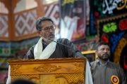 Представитель суннитов Абдул Каюм, президент ассоциации «Анджуман Моин-уль-Ислам», выступает с обращением во время визита Его Святейшества Далай-ламы в мечеть «Имам Барга». Ле, Ладак, Индия. 12 августа 2023 г. Фото: Тензин Чойджор (офис ЕСДЛ).