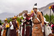 Жители деревни Спитук выступают для Его Святейшества Далай-ламы во время праздничной программы в парке Аби-Спанг в Спитуке. Лех, Ладак, Индия. 24 августа 2025 г. Фото: Тензин Чойджор