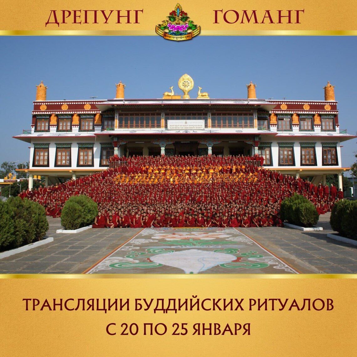 Группа онлайн-ритуалов монастыря Дрепунг Гоманг продолжает прямые трансляции