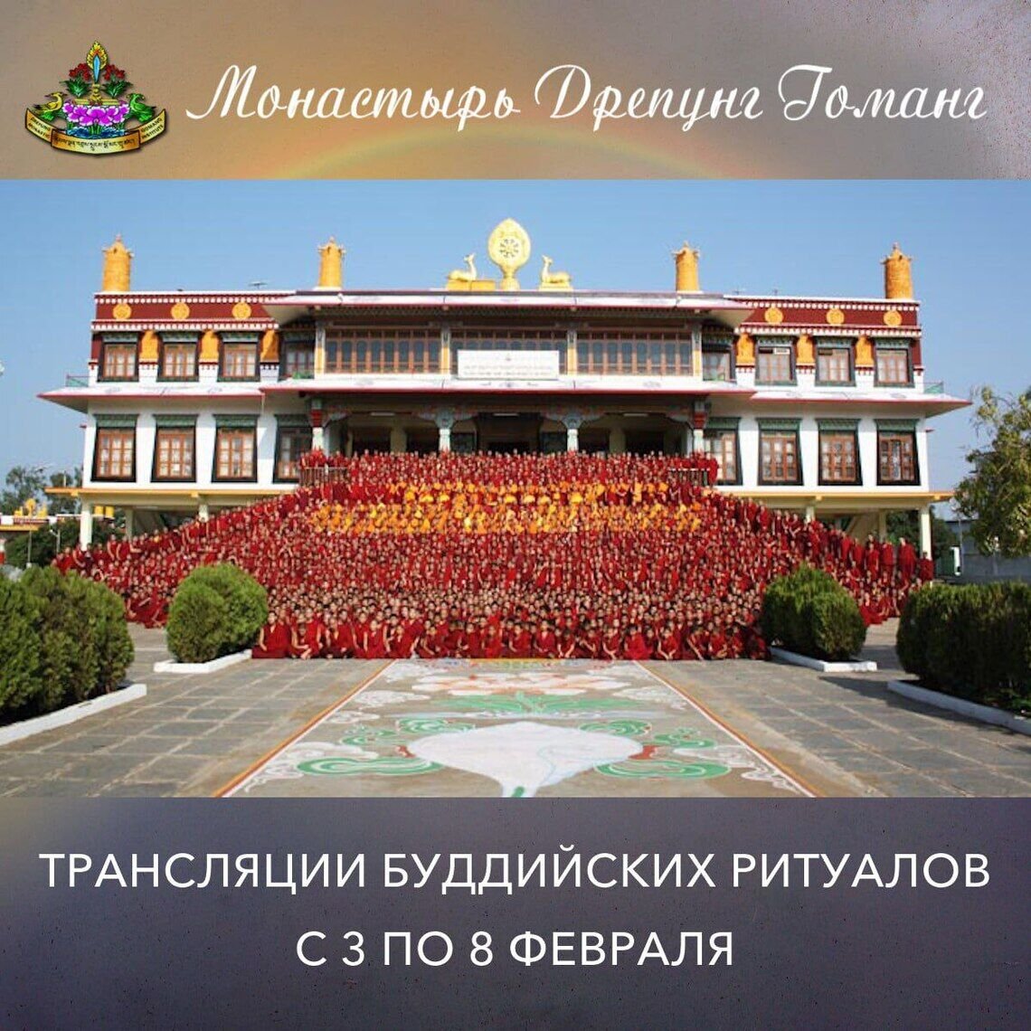 Группа онлайн-ритуалов монастыря Дрепунг Гоманг продолжает прямые трансляции